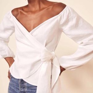 NWT Reformation Hart Linen Top, Size M